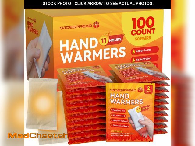 Lot 74-13543724 - Hand Warmers Disposable 50 Pairs (100 Warmers) 11+ Hour Air-Activated Hot Hands Hand Warmers Bulk Pa...
