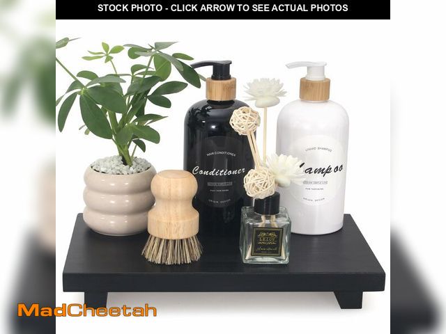 Lot 74-12971950 - Farmhouse Black Bathroom Tray Organizer Wooden Hand Dish Soap Dispenser Holder Trays Kitchen Sink Tr...