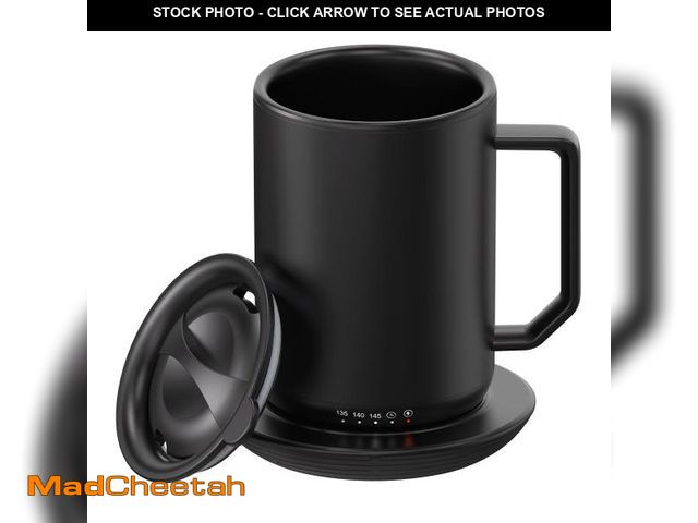 Lot 74-12526363 - Mainstays Warming Coffee Mug, 12 oz Stainless Steel Coffee Mug with Mug Warmer Coaster and Lid - UNU...
