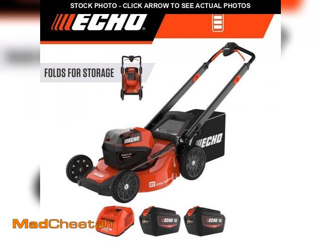 Lot 74-12288950 - ECHO 21 in. 56-Volt Cordless Battery Walk Behind Push Lawn Mower with Two 5.0 Ah Batteries/Rapid Cha...