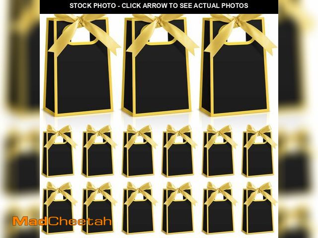 Lot 74-13957747 - AmazingSpark 50 Pcs Black Gold Mini Gift Bags Bulk 6.3 x 3.9 x 2.8 Inch Party Favors Elegant Small G...