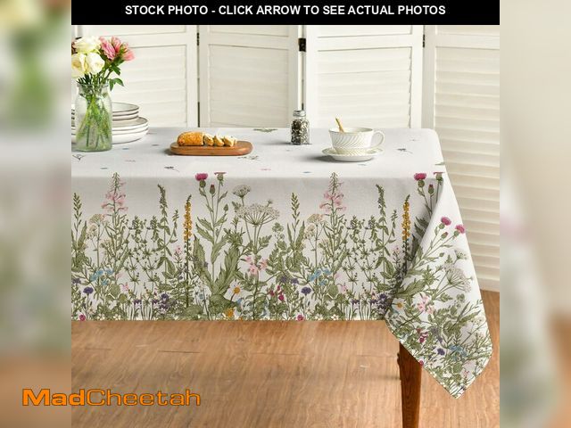 Lot 74-14427336 - Horaldaily Spring Summer Tablecloth 60x104 Inch Rectangular, Wild Flowers Floral Table Cover for Par...