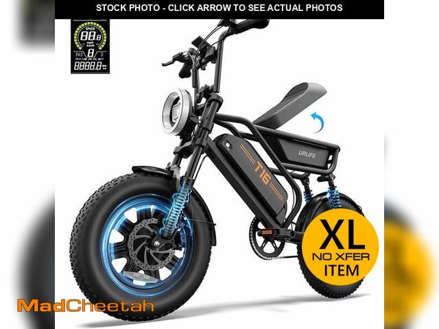 Lot 74-14603601 - (FOR PARTS ONLY)(MISSING HARDWARE) URLIFE 16"*3.0 Electric Bike for Adult,750W Rated Motor,20Mph Max...