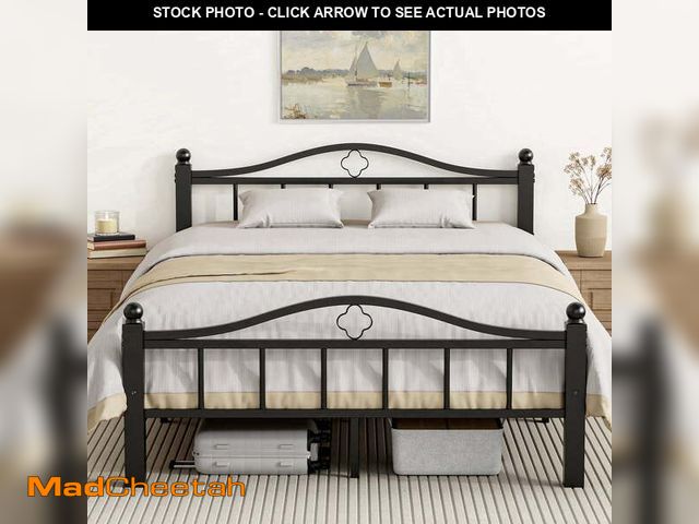 Lot 74-14372002 - Full Size Bed Frame with Headboard, No Squeak Heavy-Duty Full Bed Frame 1500lbs Support &amp; 12" Cl...