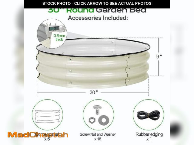 Lot 74-14320775 - Aoodor 30 in. W x 9 in. H Beige Round Galvanized Metal Raised Garden Bed Ground Modular Planter Box ...