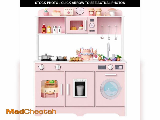 Lot 74-14585001 - Hiphuta Kids Play Kitchen, Wooden Kids Kitchen Play Set with 11 Pcs Accessorie, Kitchen Set for Ages...