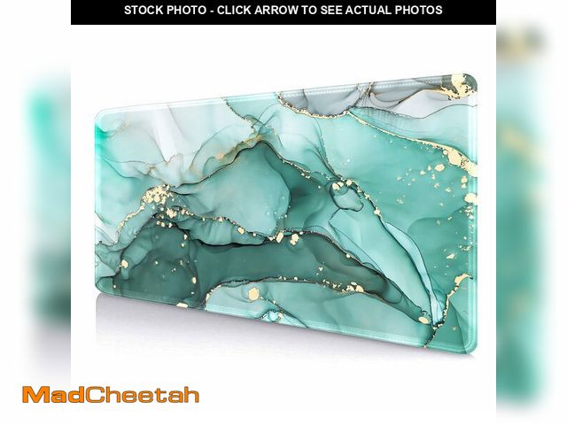 Lot 74-14209832 - IMAYONDIA Teal Turquoise Marble Desk Mat, Abstract Swirls Cute Desk Pad, Modern Green Ink Art Large ...