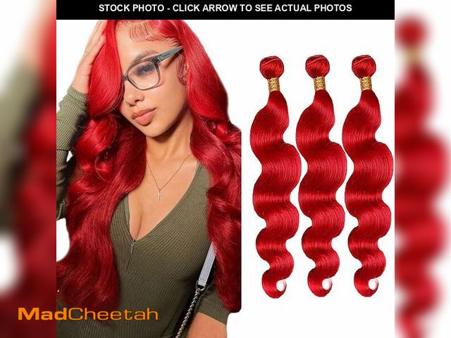 Lot 74-12716460 - Red Bundles Body Wave Bundles Human Hair 18 20 22 Inch Unprocessed Brazilian Virgin Hair Weave 3 Bun...