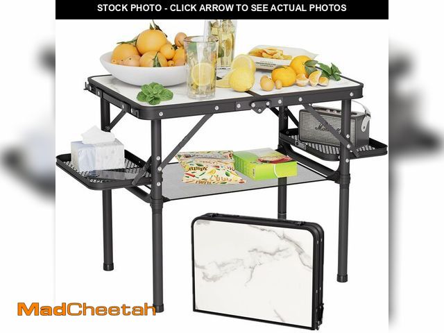 Lot 74-14053666 - Titanker Small Camping Table Foldable 2ft, Folding Picnic Table with Side Racks &amp; Net, Folding C...
