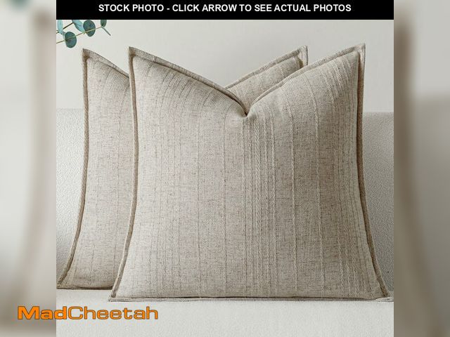 Lot 74-13711699 - a moment Linen Pillow Covers Set of 2,Boho Farmhouse Throw Pillowcases Neutral Textured Decorative C...
