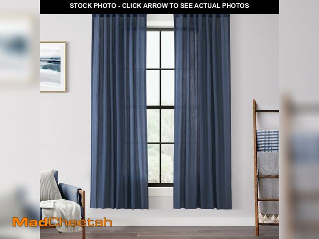 Lot 74-14211733 - Navy Blue Curtains 72 inch Length for Bedroom Back Tab Light Filtering Semi Sheer Blue Living Room C...