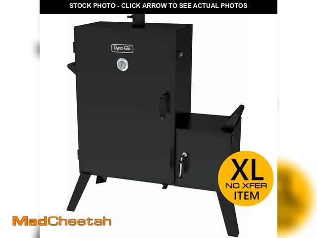 Lot 74-12692863 - (MISSING THERMOMETER ,HARDWARE ) Dyna-Glo DGO1890BDC-D Wide Body Vertical Offset Charcoal Smoker,Bla...