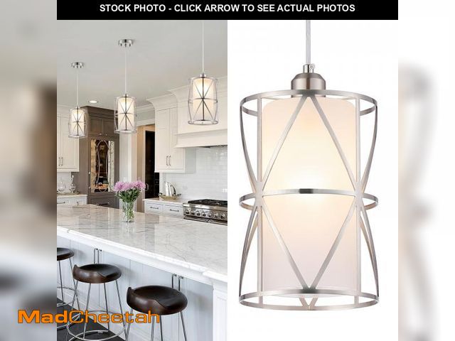 Lot 74-12315793 - Zlierop Pendant Lights Kitchen Island with Frosted Glass, Brushed Nickel Hanging Kitchen Lights, Cyl...