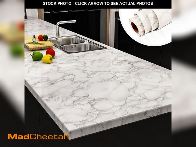Lot 74-12509053 - Yenhome 30"X200" Grey Counter Top Peel and Stick Waterproof Gray White Marble Contact Paper for Coun...