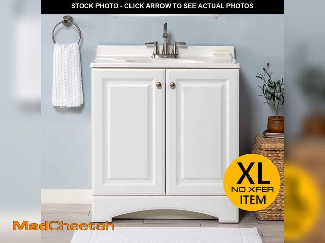 Lot 74-13098143 - Glacier Bay 31 in. Single Sink White Bath Vanity with White Cultured Marble Top (Assembled) - UNUSED