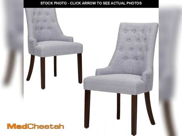 Lot 74-12405404 - COLAMY Wingback Upholstered Dining Chairs Set of 2, Fabric Side Dining Room Chairs with Tufted Butto...