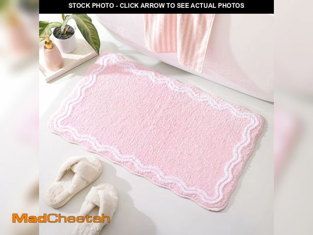 Lot 74-13955289 - TRUEDAYS Pink Scalloped Bath Mat - Soft Microfiber Bathroom Rug, Non-Slip Cute Mat for Tub &amp; Sho...