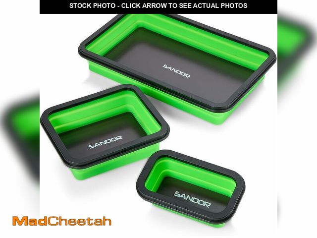 Lot 74-12677394 - Collapsible Magnetic Parts Tray Set - 3 Different Size Tool Trays for Screw, Bolts, Nuts, Washers, P...