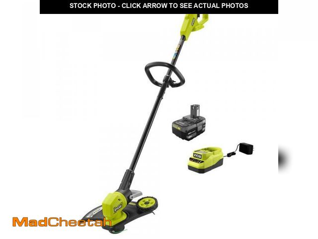 Lot 74-12492542 - RYOBI ONE+ 18V 13 in. Cordless Battery String Trimmer/Edger with 4.0 Ah Battery and Charger - USED