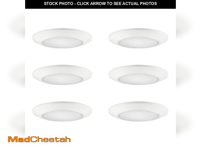 Lot 74-12777933 - Commercial Electric 6-Pack 6 in. LED Surface Mount Downlight Flush Mount Disk Light Fixture, 600-900...