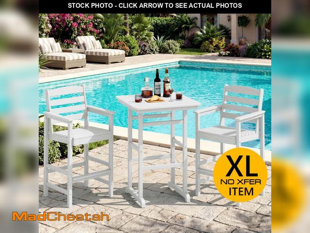 Lot 74-14287151 - SERWALL Tall Adirondack Chairs and Table 3 Pieces Set, Adirondack Bar Height Chairs Set of 2 and Bar...