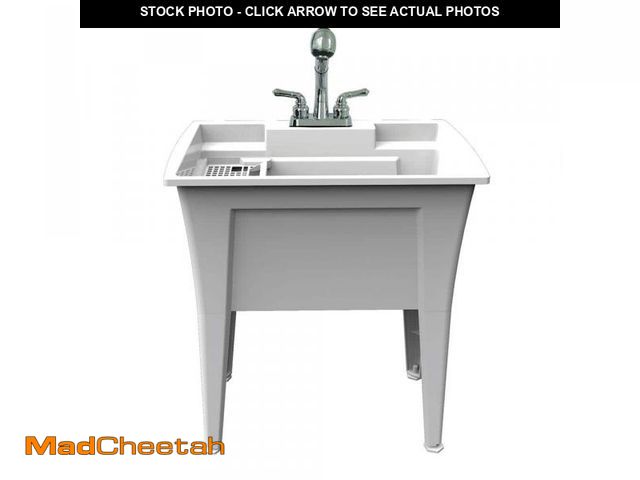 Lot 74-12471405 - RUGGED TUB 32 in. x 22 in. White Freestanding Utility/Laundry Sink with 2-Hdl Pullout Faucet and Ins...