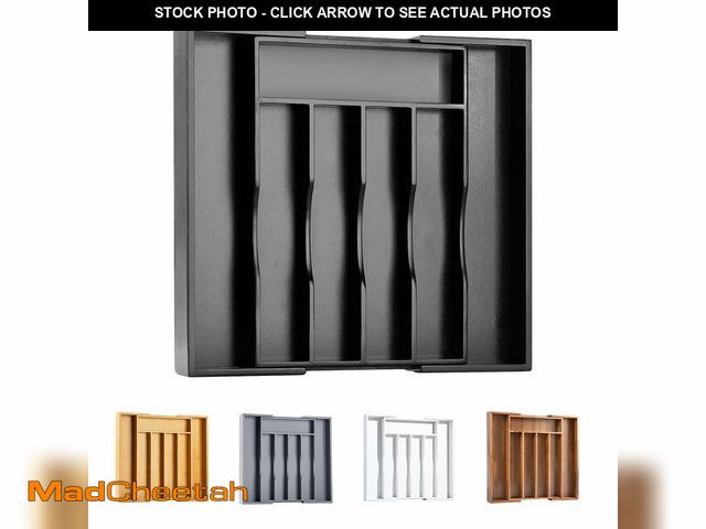 Lot 74-14057245 - Bellsal Black Silverware Organizer Kitchen Drawer Organizer Expandable Bamboo Utensil Holder Cutlery...