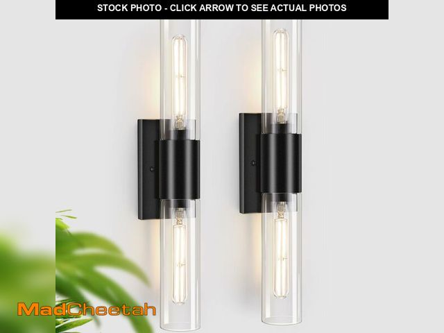 Lot 74-13955821 - Wall Sconces Set of Two, Black Bathroom Sconces Wall Lighting with Clear Glass Modern Sconces Wall L...