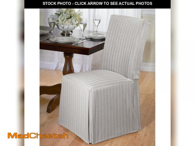 Lot 74-1721819 - Luxurious Dining Chair Cover, Herringbone, Beige, Grey, and Red (Gray) - UNUSED