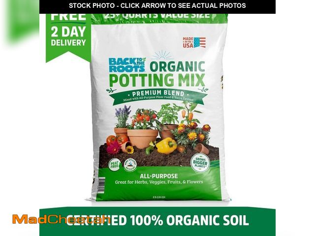 Lot 74-14449432 - Back to the Roots Organic Potting Mix (1 cu.ft.) Peat-Free, Blended with Organic Fertilizer 47022-DS...