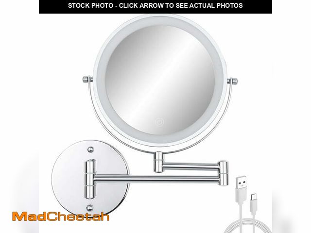 Lot 74-12768265 - Umirokin 8-Inch Circular Wall-Mounted Makeup Mirror with 10x Magnification and Charging Cable - UNUS...