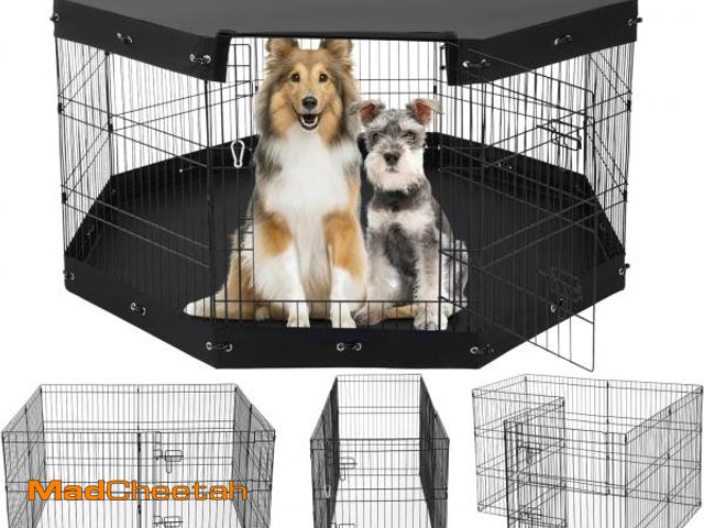 Lot 74-12137347 - VEVOR Dog Playpen, 8 Pcs 30" H x 24" W Panels Foldable Metal Pet Exercise Pen, Dog Fence Indoor and ...