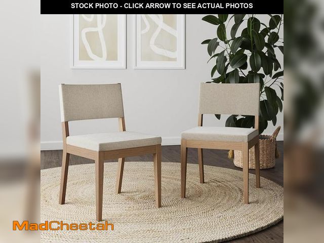 Lot 74-12045912 - Nathan James Linus Modern Upholstered Dining Chair with Solid Rubberwood Legs in a Wire-Brushed Brow...