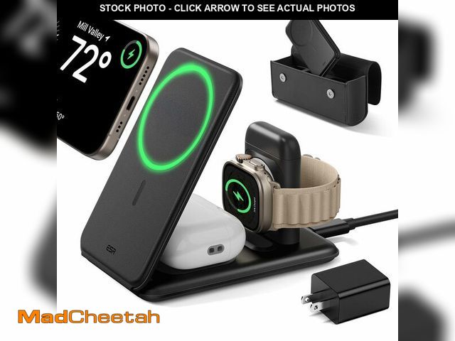 Lot 74-12876293 - ESR Qi2 3 in 1 Charging Station for Apple, [Certified] Apple Watch Charger &amp; Qi2 15W MagSafe Cha...