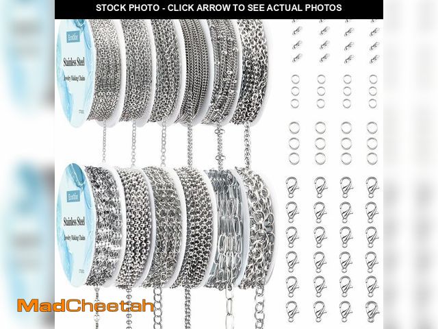 Lot 74-14475187 - Ecoofor Necklace Chain for Jewelry Making, 95.1 Feet 12 Rolls Stainless Steel Jewelry Chains for DIY...