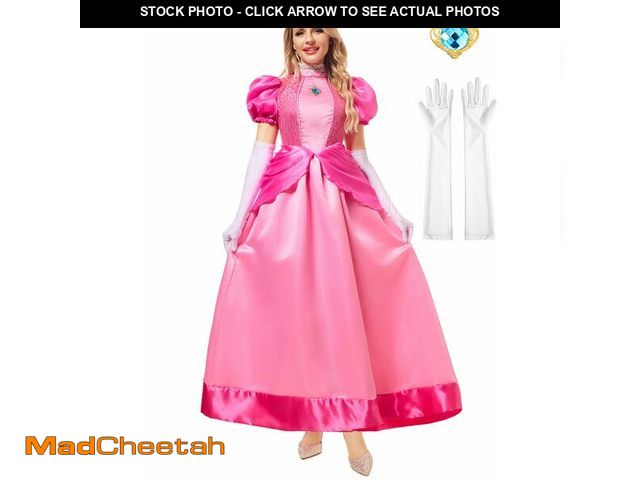 Lot 74-12603010 - Funna Princess Costume Adult Women Dresses Halloween Dress up Cosplay with Gloves Pink, Medium - UNU...