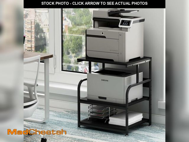 Lot 74-13709568 - Fannova Printer Stand, 23.6 x18.9 x 30 Inches Large Printer Table with Adjustable Storage Shelf, 3 T...