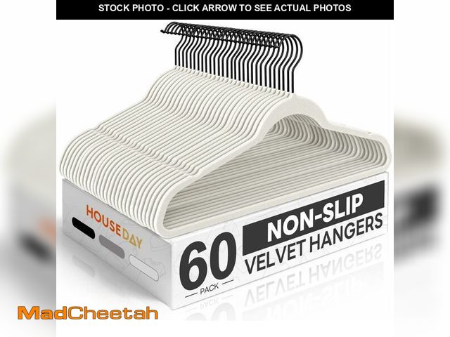 Lot 74-13950681 - HOUSE DAY White Velvet Hangers 60 Pack, Non Slip Felt Hanger, Slim Velvet Clothes Hangers for Suits,...