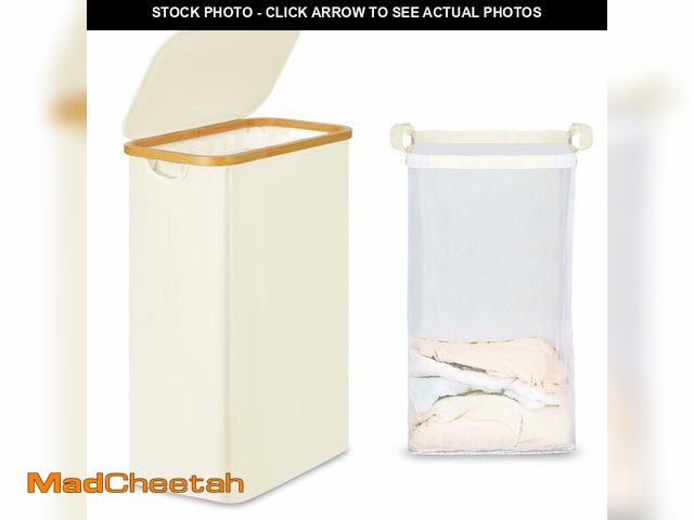 Lot 74-12971622 - efluky Slim Laundry Basket with Lid, Narrow Laundry Hamper with Removable Bag, Skinny Dirty Clothes ...