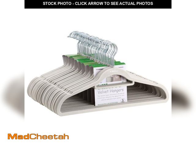 Lot 74-12536891 - Ollieroo 50PK Heavy Duty Velvet Hangers Set with Steel Swivel Hooks, Ultra Thin Non-Slip Velvet Suit...