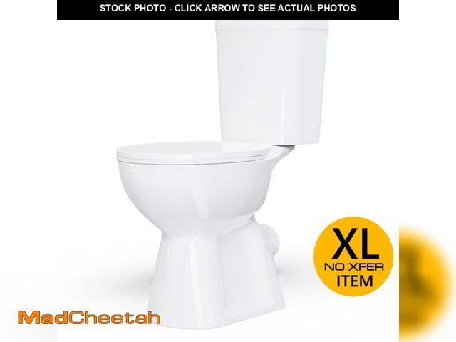 Lot 74-12813502 - Simple Project 19 in. 2-Piece 1.0/1.6 GPF Rear-Outlet Dual Flush Round High Toilet in White (Seat In...