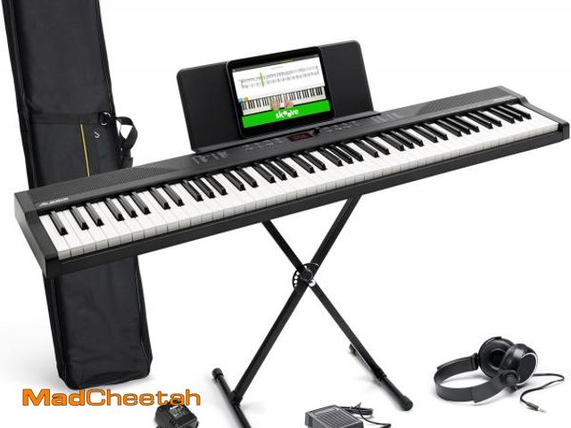 Lot 74-12167040 - Alesis 88 Key Keyboard Piano with 480 Sounds, Speakers, USB MIDI, Carry-Bag, Stand, Headphones, Peda...