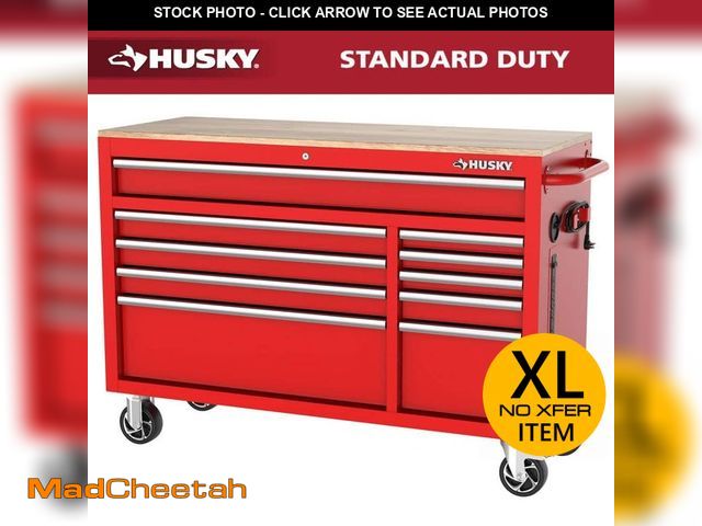 Lot 74-14182280 - Husky Modular Tool Storage 52 in. W x 20 in. D Standard Duty Red Mobile Workbench Cabinet - UNUSED