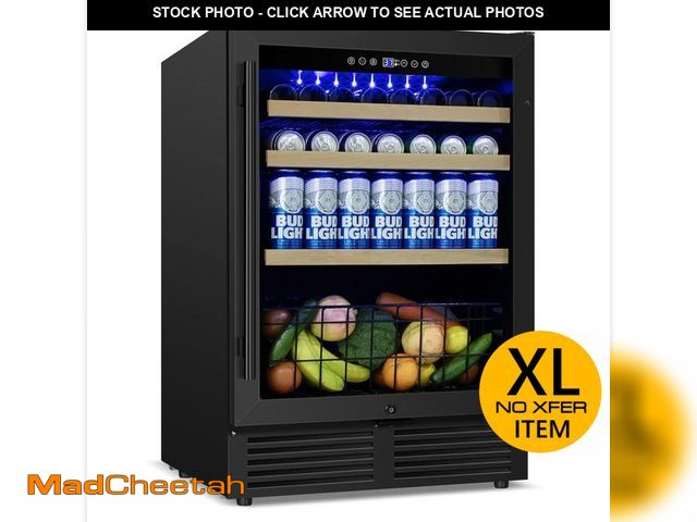 Lot 74-12558835 - TITTLA 24 in. Single Zone 210 Plus Cans Beverage Refrigerator in Black Built-in Beverage Cooler Reve...