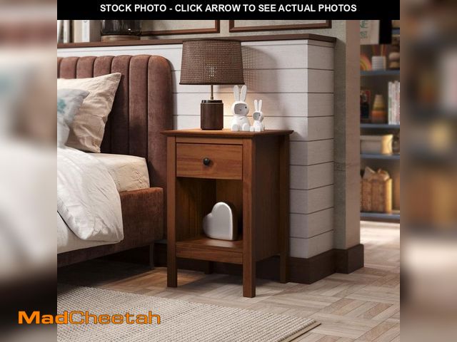 Lot 74-14306291 - Jela-USA 16.93 in. Easy Pieces Single Drawer Wooden Rectangle End Table/Nightstand-Carmelo - UNUSED