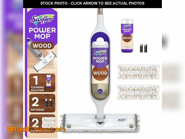 Lot 74-14349061 - Swiffer Power Mop Wood, Hardwood Floor Cleaner for Mopping Home, Bathroom, Kitchen, All Purpose Mult...