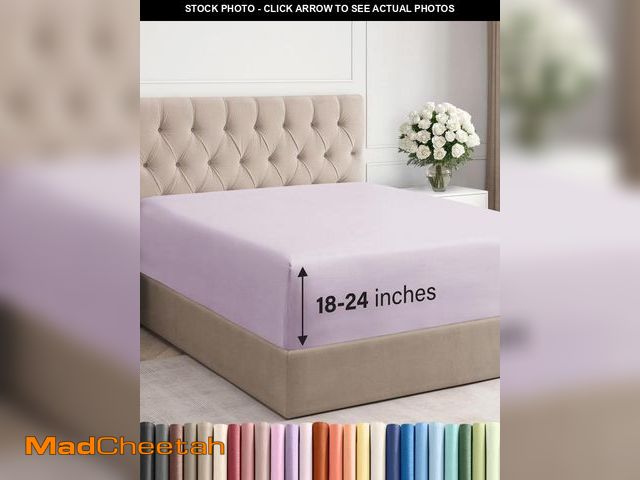 Lot 74-11549641 - Extra Deep Twin Fitted Sheet - Hotel Luxury Single Fitted Sheet Only - Easily Fits 18 inch to 24 inc...