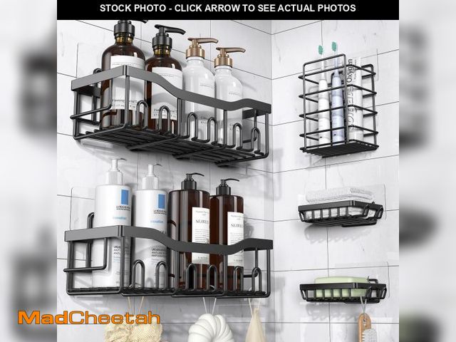 Lot 74-12215455 - EUDELE Adhesive Shower Caddy, 5 Pack Rustproof Stainless Steel Bath Organizers With Large Capacity, ...
