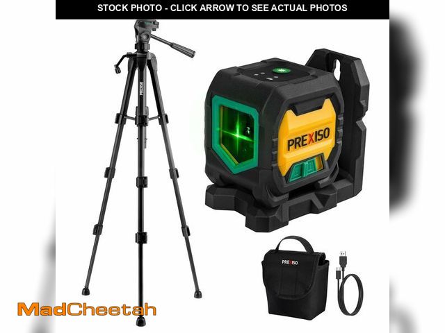 Lot 74-12976745 - PREXISO Laser Level with 47 Inch Tripod, IP54 Rechargeable 65Ft Green Cross Line Laser Self Leveling...
