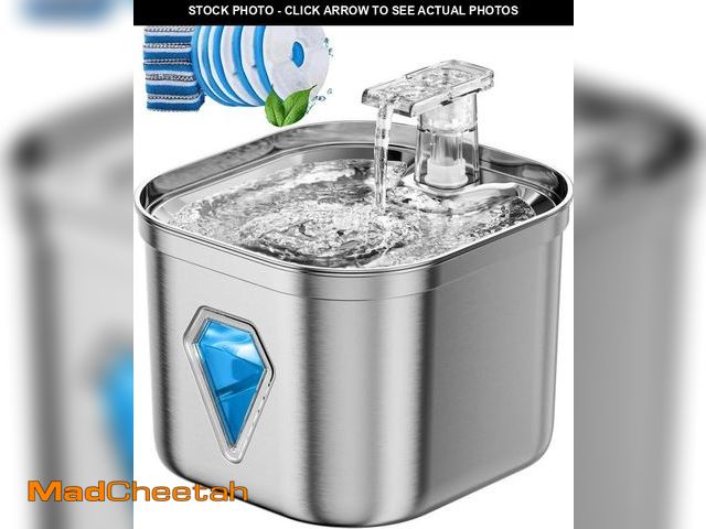 Lot 74-12330967 - Rantizon Cat Water Fountain with 5 Filters, 74oz/2.2L Stainless Steel Pet Water Fountain Dog Water D...